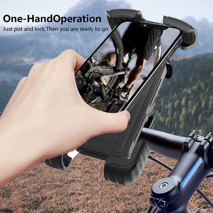 Marspeeder Bike Phone Holder Mount, [Super Stable Metal] Motorcycle Phone Mount with Security Lock, Bicycle Phone Holder Handlebar with Soft Cushion & Adjustable Clip Compatible with 4.7''-6.8'' Phone