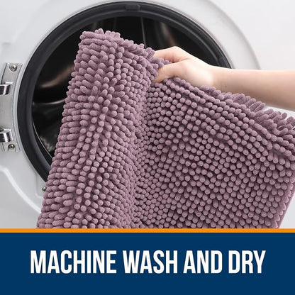 OLANLY Large Bathroom Rugs 50x30, Extra Soft Absorbent Chenille Bath Rugs, Rubber Backing Quick Dry, Machine Washable Bath Mats for Bathroom Floor, Tub and Shower, Home Decor Accessories, Deep Plum