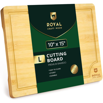 ROYAL CRAFT WOOD Bamboo Cutting Board with Juice Groove - Kitchen Chopping Board for Meat Cheese and Vegetables, Heavy Duty Serving Tray