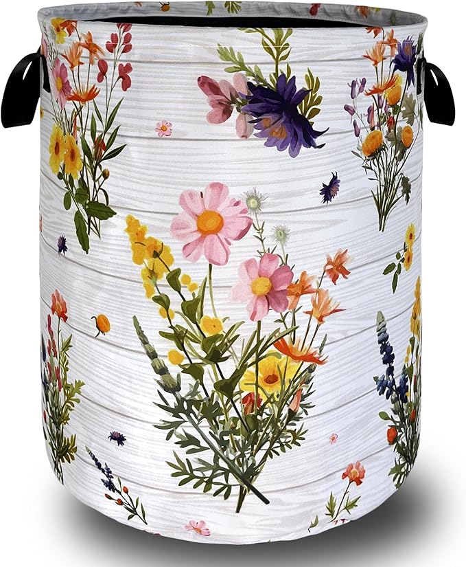 Hawaii Flowers Laundry Basket Foldable Oxford Cloth Colorful Floral Laundry