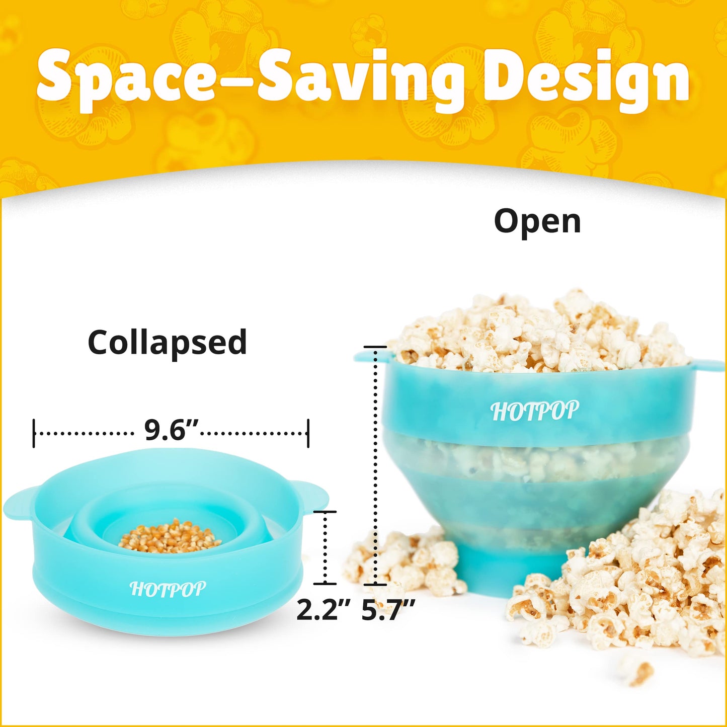 The Orginal HotPop Silicone Popcorn Maker - Microwave Popcorn Popper with Handles - Collapsible Bowl, Heat-Resistant, Easy to Clean, Ideal for Family Movie Nights, 15-Cup Capacity - Red