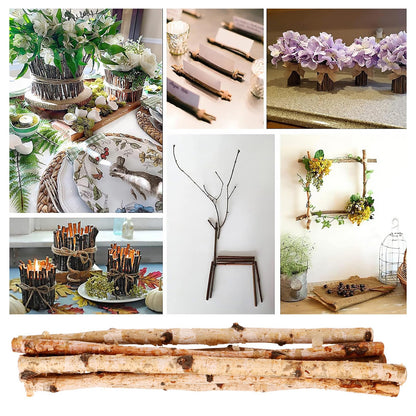Natural Birch Wood Sticks 15.75 Inch Craft Sticks for DIY Projects Home Decoration Floral Arrangements and Holiday Crafts 6Pcs