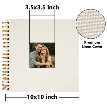Vienrose Scrapbook 10x10 Inch Hardcover Kraft White Pages DIY Scrapbook Photo Album Linen Cover Scrap Book Photo Albums Scrapbooking Supplies Kit for Couple Family Wedding Travel