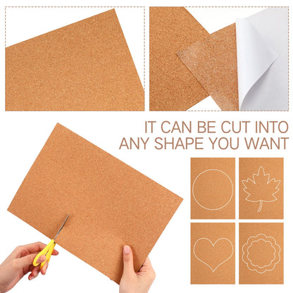 RattanView 16 Pcs Self Adhesive A4 Cork Sheets 8.3" x 11.8" Thick Rectangle Insulation Cork Backing Sheets for DIY Crafts Supplies, Wall Decoration (1 mm)