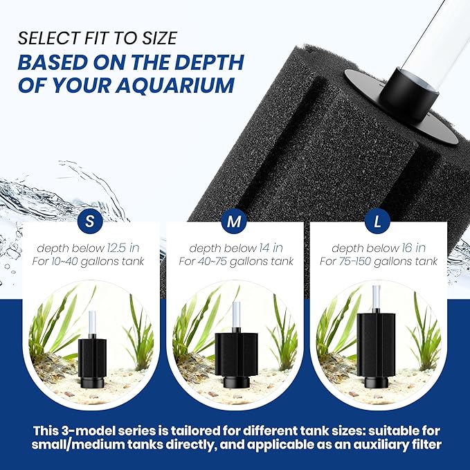 Aquarium 4 Pack 50-80 Gallon Sponge Filter with Air Stone and Ceramic Media Quiet Fish Tank Filters fit Breeding Fry Betta Shrimp Fish Tank