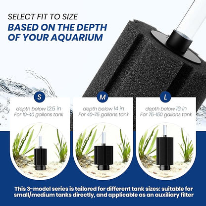 10-50Gal 6 Pack Aquarium Sponge Filter with Ceramic Media and Bubble Diffuser Ultra Quiet Fish Tank Filters fit Breeding Fry Betta Shrimp Fish Tank