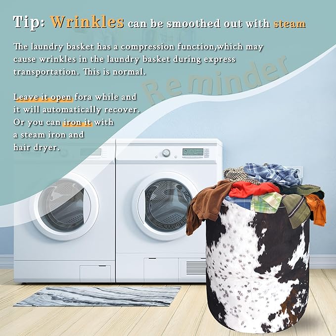 Retro Brown Cows Texture Laundry Basket Foldable Funny Laundry Hamper Oxford