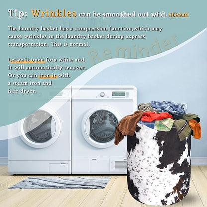 Retro Brown Cows Texture Laundry Basket Foldable Funny Laundry Hamper Oxford