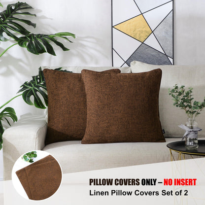 HPUK Decorative Throw Pillow Covers Set of 4 Square Couch Pillows Linen Cushion Cover for Couch Sofa Living Room, 18"x18" inches, Blue