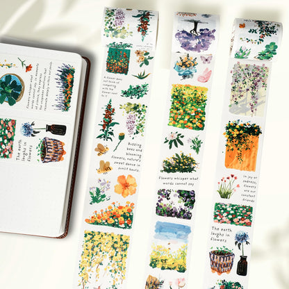 WT Spring Oasis Washi Tape Sticker Set, 3 Rolls, Original Designs, Nature-Inspired Floral Decorative Masking Tape, Wide Craft Tape, Bujo Planner Supplies, Adhesive Wrapping Tape, DIY Paper Tape