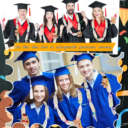 Mikasee 22 Pcs Graduation Candy Lei Making Kit 6 Graduation Lei Bags 6 Mini Graduation Bear Stuffed Graduated Bears 10 Ribbon Wrapping for School Graduation Wreaths (Red Set 1)