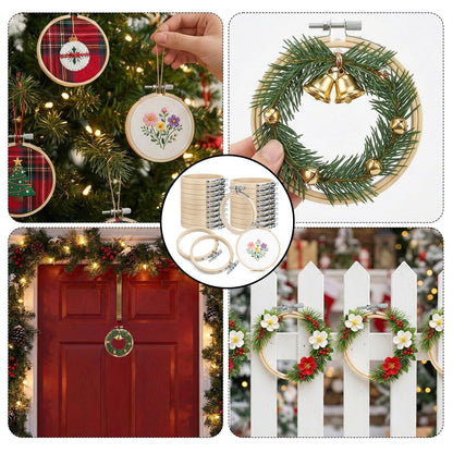 40 Pieces 3 Inch Embroidery Hoops Adjustable Bamboo Circle Cross Stitch Hoop Ring Circle Mini Embroidrey Hoops for Embroidery Art Craft Sewing