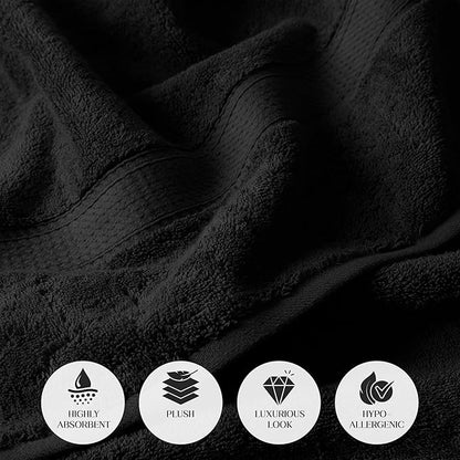 SUPERIOR Solid Egyptian Cotton Towel Set, Washcloths 13” x 13”, Hand Towels 20”