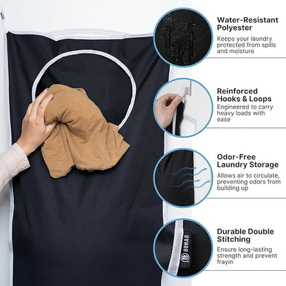 Hanging Laundry Hamper Bag XL 40x22", Space Saving over the Door Storage Bags