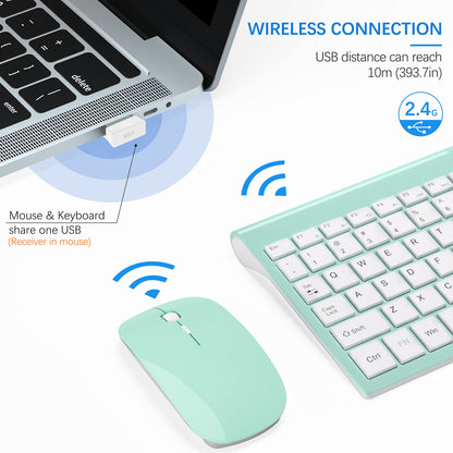 Wireless Keyboard and Mouse Ultra Slim Combo, TopMate 2.4G Silent Compact USB 2400DPI Mouse and Scissor Switch Keyboard Set with Cover, Batteries Included, for PC/Laptop/Windows/Mac - Gray Black