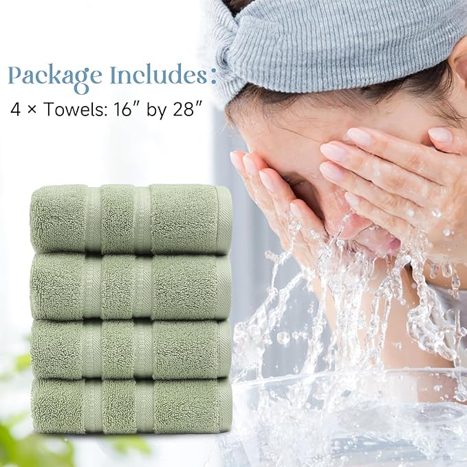 Simple&Opulence 4 Pcs Premium Hand Towels 16"x28", 600 GSM 100% Ring Spun Cotton