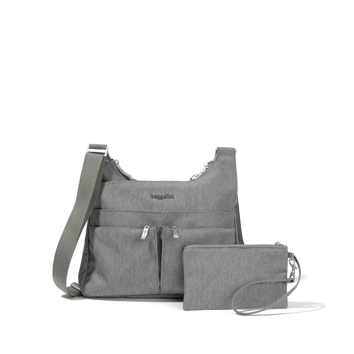 Baggallini Cross Over Crossbody Women 11x8.5 Medium Travel Bag Lightweight Water-Resistant Nylon Organized Handbag Purse