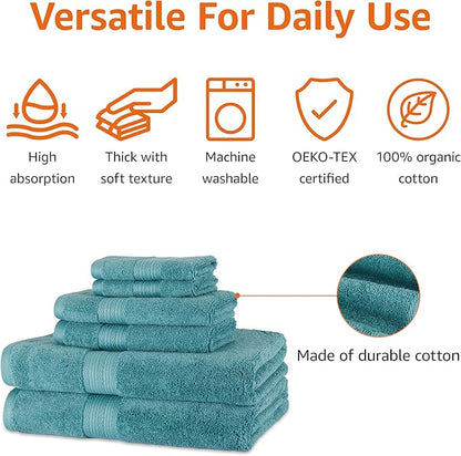 Amazon Basics Fade-Resistant Soft & Absorbent Bath, Hand and Washcloth Towel Set