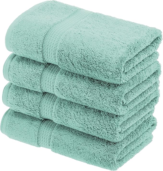 SUPERIOR Egyptian Cotton Pile Hand Towel Set of 4, Ultra Soft Luxury Towels