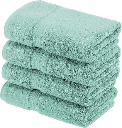SUPERIOR Egyptian Cotton Pile Hand Towel Set of 4, Ultra Soft Luxury Towels