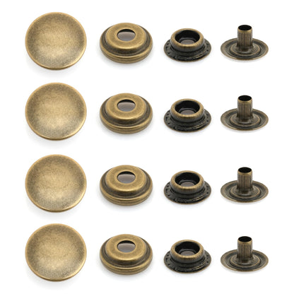CRAFTMEMORE 50 Sets Antique Brass Snap Fasteners Ring-Socket Press Studs for Jacket Bag Canvas Closures #201 VT47 (12mm (0.47"))