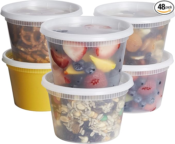 GUSTO [48 Sets 16 oz. Plastic Deli Disposable Food Storage Containers