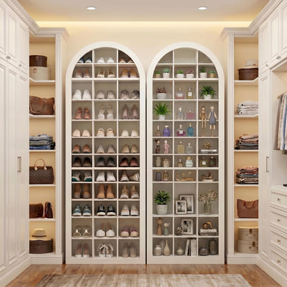LITTLE TREE 12-Tier Shoe Storage Cabinet Set of 2, Freestanding Tall Entryway Shoe Organizer with 36 Cubbies, 70.9'' White Wooden Shoe Rack Cabinet for Closet, Entryway, Living Room