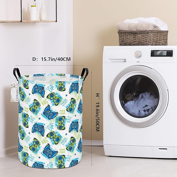 FANKANG Storage Basket, Nursery Hamper Canvas Laundry Basket Foldable