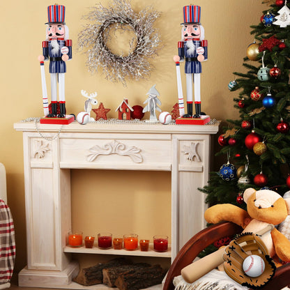 Blosssound 15 Inch Christmas Baseball Nutcracker Decorations Wooden Nutcracker Soldier Figurine Sports Player Ornament for Table Desktop Christmas Holiday Festive Party Decor Supplies(Baseball A)