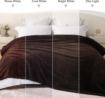 Exclusivo Mezcla Fleece Bed Blankets Queen Size, Ultra Soft, Lightweight and Fuzzy Coffee Blanket for Women, Home Decor, 90x90 Inches