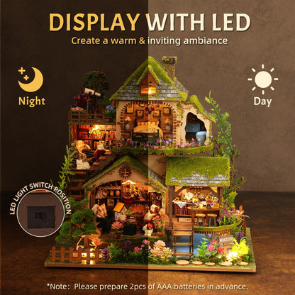LogicTwist DIY Miniature House Kit with LED Lights, Forest Adventure Wooden Mini House Building Kit for Adults & Teens, Creative Crafts for Women, Friends & Hobbyists