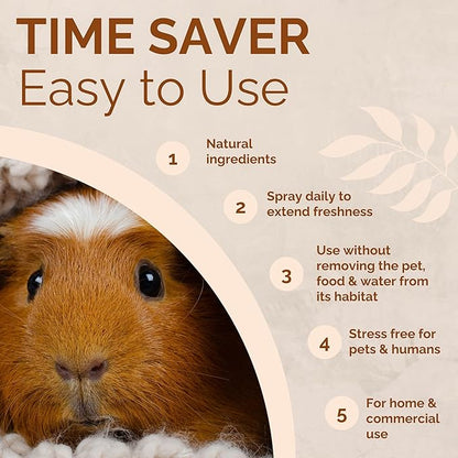 No Scent Small Animal Guinea Pig Cage Cleaner | Hamster & Rabbit Habitat Pet Odor Spray (32 Fl Oz / 946 mL)