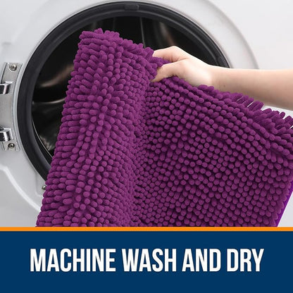 OLANLY Large Bathroom Rugs 47x32, Extra Soft Absorbent Chenille Bath Rugs, Rubber Backing Quick Dry, Machine Washable Bath Mats for Bathroom Floor, Tub and Shower, Home Decor Accessories, Purple