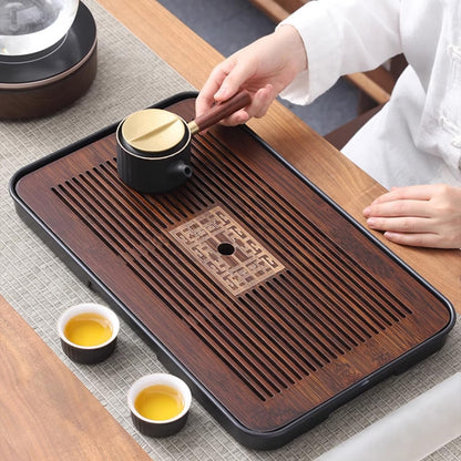 Dwysswyd 17 Inch Chinese Gongfu Bamboo Tea Tray with Water Storage for Kungfu Tea Set