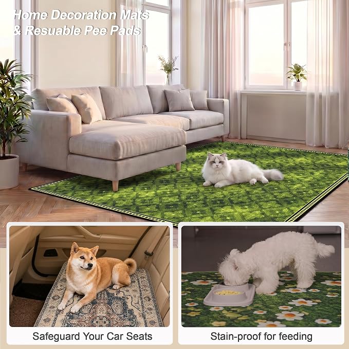 Washable Pee Pads for Dogs, Reusable Puppy Potty Training Pads, Ultra-Absorbent Thick Waterproof Leak-Proof Non-Slip Pads & Mat for Crate, Playpen, Floor, Whelping & Housebreaking , 2 Pack 36"x72"