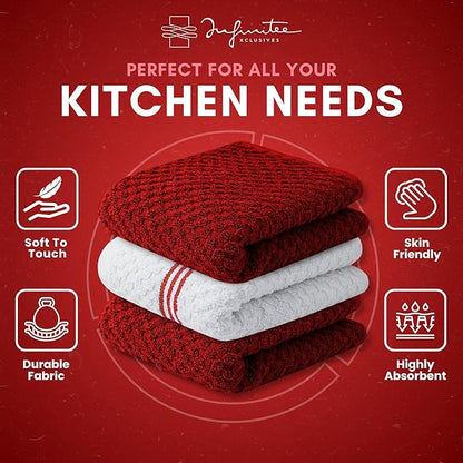 Infinitee Xclusives Premium Kitchen Towels – Pack of 3, 100% Cotton |15 x 25|