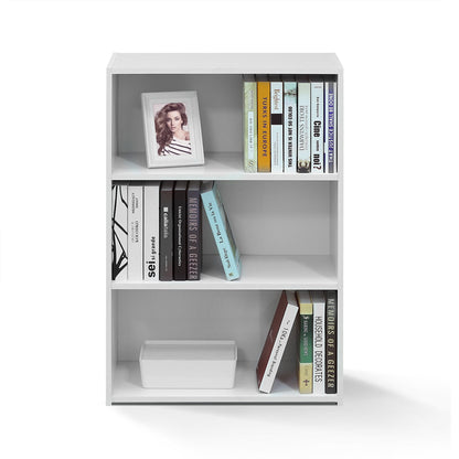Furinno WRIGHT Book Shelf, 3-Tier Modern Bookshelf, Bookcase with Closed Back, 11.6" x 24.5" x 35.3", for Living Room, Bedroom, Home Office, Soft White