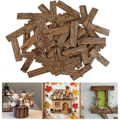 Morofme 45Pcs Natural Tree Bark Pieces Wood Bark Strips 4.7" x 1" Unfinished Tree Barks Planks Wooden Sticks Wood Log Twigs for Craft for Reptile Project DIY Crafts Fairy Door Miniature House Roof