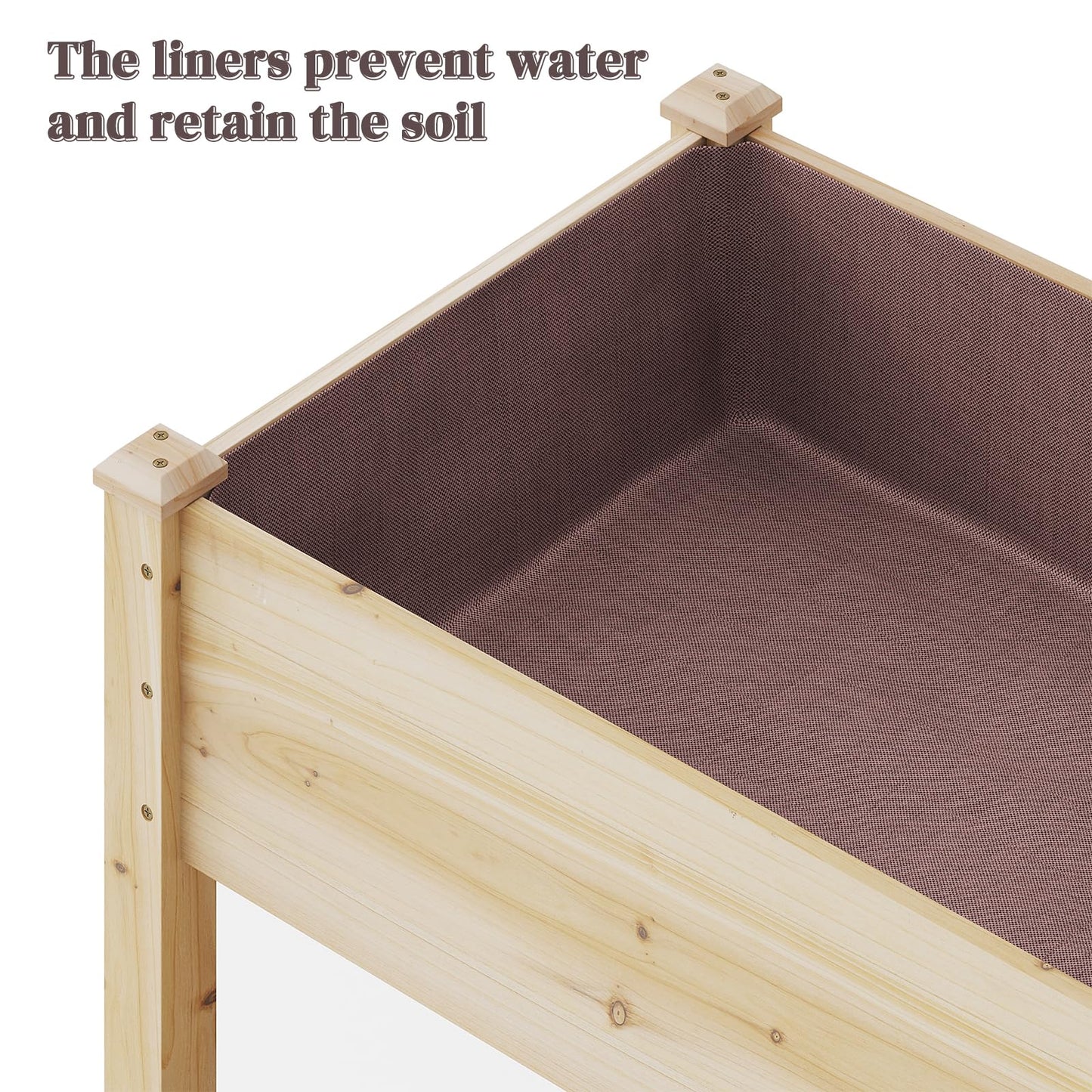 PULIJIAJU Wooden Raised Garden Bed, Planter Box with Legs, Raised Planter -Grow Herbs and Vegetables Outdoors – Naturally Rot-Resistant - Unmatched Strength Lasts Years (Natural-M)