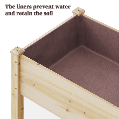 PULIJIAJU Wooden Raised Garden Bed, Planter Box with Legs, Raised Planter -Grow Herbs and Vegetables Outdoors – Naturally Rot-Resistant - Unmatched Strength Lasts Years (Natural-M)