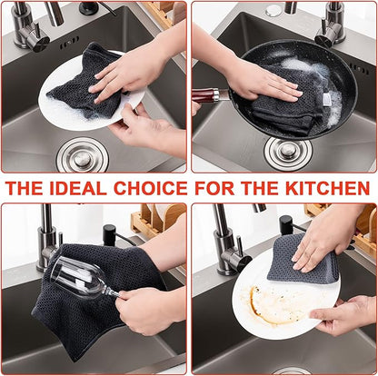 BOOMIBOO 6-Pack Kitchen Dish Cloths, 100% Cotton Waffle Weave, Ultra Soft