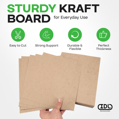Chipboard Sheets 8.5" x 11", Pack of 50 - USA-Made Cardboard Sheets for Scrapbooking, Framing - Heavy-Duty 0.022" Thickness Brown Cardstock - Chip Board Pads for Crafts, DIY Projects by IDL Packaging
