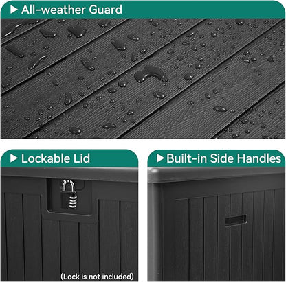 YITAHOME XXL 230 Gallon Large Deck Box,Outdoor Storage for Patio Furniture Cushions,Garden Tools with Flexible Divider,Waterproof,Lockable (Black)