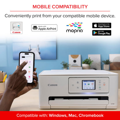 Canon PIXMA TS7720 Wireless All-in-One Color Inkjet Printer – Print, Copy, Scan – Auto Duplex, 15/10 PPM, 2.7” Touchscreen, Compact Home Photo Printer with Easy Setup