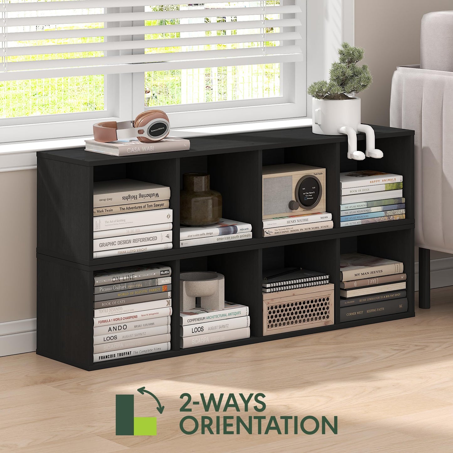 Furinno Fulda Book Shelf, 4-Tier Narrow Bookshelf, Standing Bookcase with 10-in Width Storage Shelf, 9.3 x 9.8 x 41.6, for Organization and Storage, for Living Room, Bedroom, Home Office, Blackwood