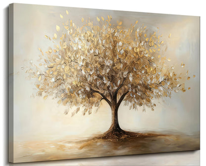 Tree of Life Gold Canvas Wall Art Modern Luxury Golden Big Tree Painting Picture Wall Decor Abstract Textured Plant Poster Print Artwork for Office Living Room dining room study Home Decoration