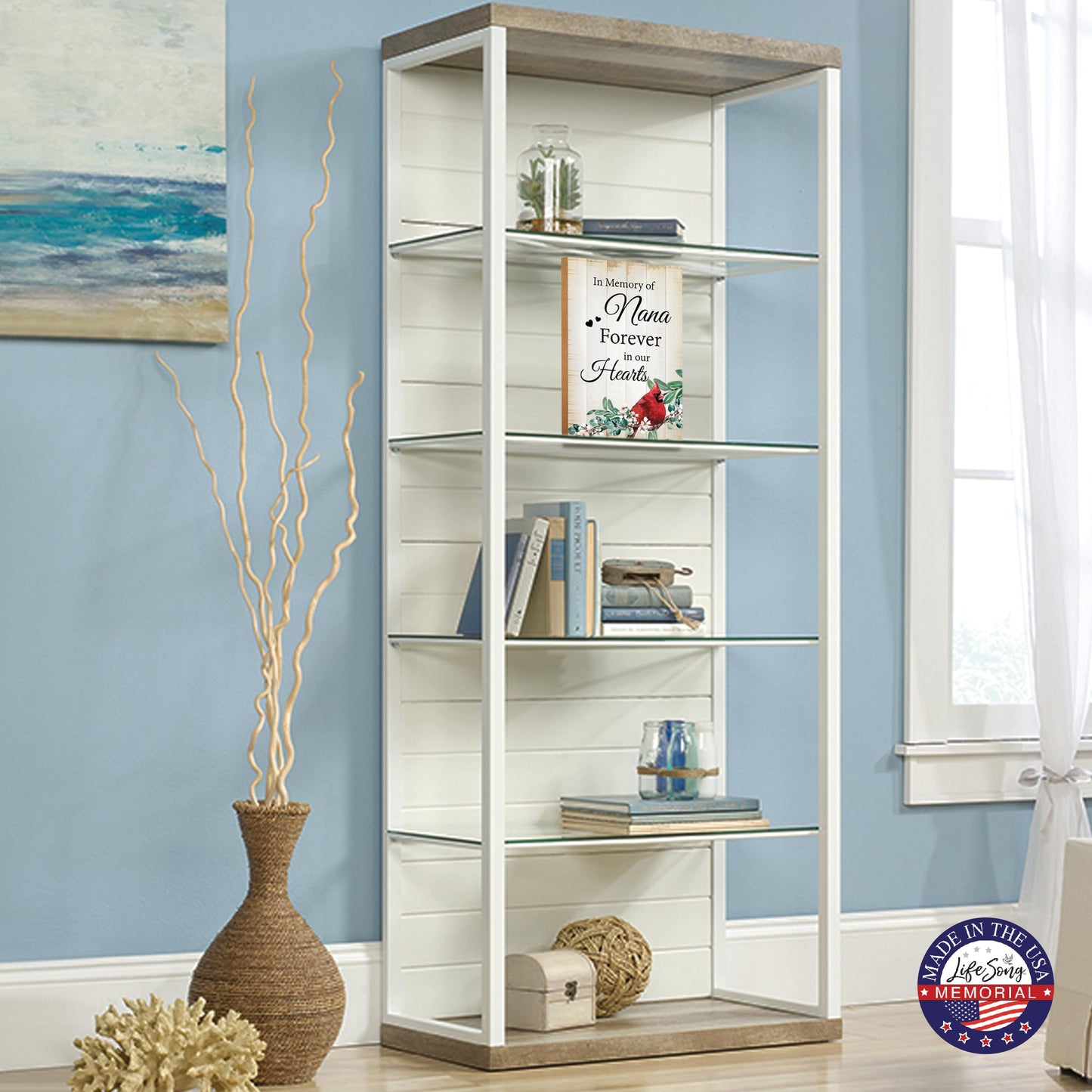 LifeSong Milestones Wooden Memorial Shelf Décor & Tabletop Signs | Loving Memory Gifts | Handcrafted Keepsakes (In Memory Of Nana (White))