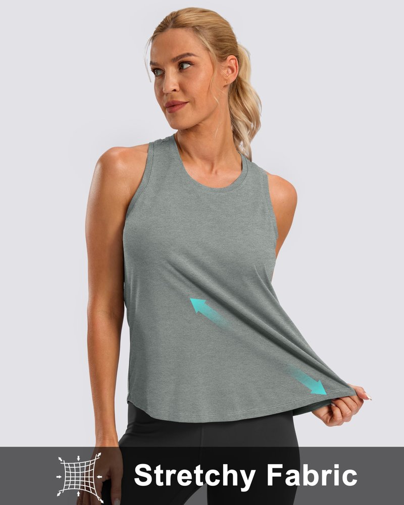 G Gradual Women's Workout Tank Tops Racerback Athletic Yoga Tops Loose Fit Sleeveless Running Gym Sports Shirts for Women(Sage Grey Heather,XXL)