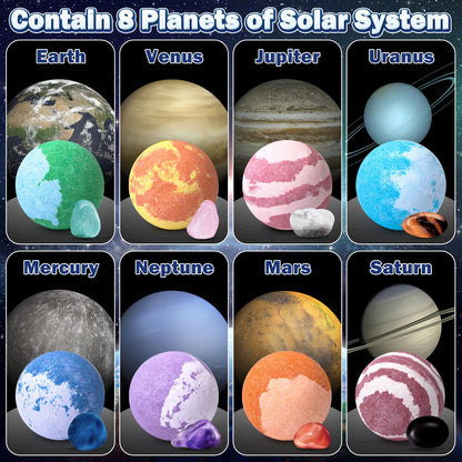 Toylink Galaxy Bath Bombs for Kids with Surprise Inside Space Toys, 8 Pack Planet Bath Bombs with Solar System Gemstones Organic Bubble Bath Fizzies Birthday Christmas Gift for Boys Girls