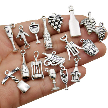 WOCRAFT Craft Supplies Wine Glass Charms Markers Tasting Party Decoration Supplies Gift with 25mm Strong Stainless Steel Wine Glass Charm Rings (M307+10575)
